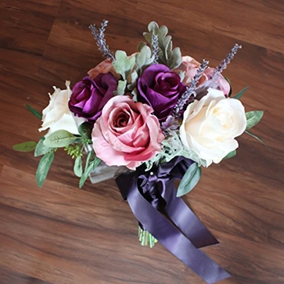 Silky Flower Store Boho Faux Rose Bouquet, Wide Bohemian Floral Arrangement, Decorative Home Centerpiece, 32.5cm 9 9 Product: Boho Wide Bouquet of full roses