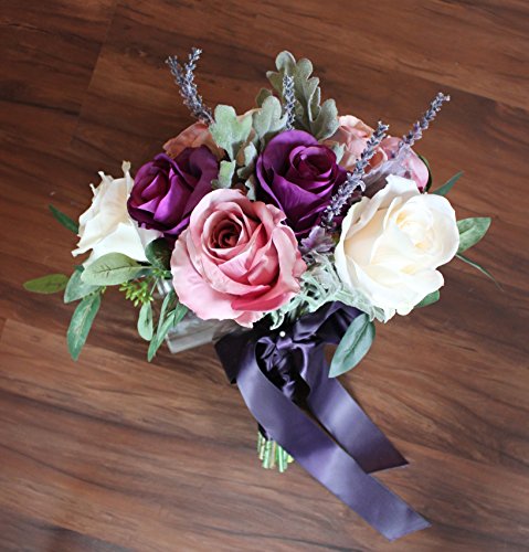 Silky Flower Store Boho Faux Rose Bouquet, Wide Bohemian Floral Arrangement, Decorative Home Centerpiece, 32.5cm 3 3 Product: Boho Wide Bouquet of full roses