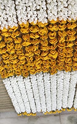Product: Vaaridhi Artificial Flowers for Home Wendding Decorations 6FT Mogra with Yellow Rose Hangings Pack of 10