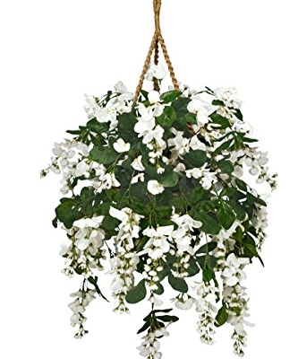 Product: Arcadia Silk Plantation Extra Full Artificial Wisteria Hanging Basket,