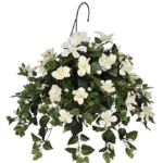 Product: House of Silk Flowers Artificial Cream Hibiscus Hanging Basket