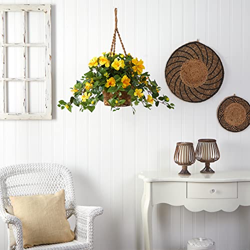 Silky Flower Store Nearly Natural Hibiscus Hanging Basket, Faux Floral Arrangement, Cascading Artificial Flowers, 22 in. 3 3 Product: Nearly Natural Hibiscus Hanging Basket