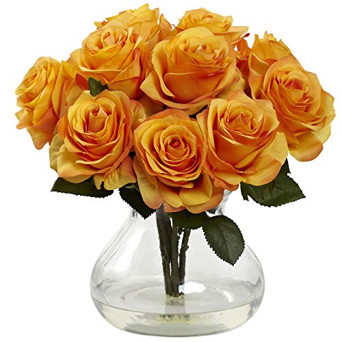 Nearly Natural Rose Arrangement with Vase - Artificial Flower Arrangements Product: Nearly Natural Rose Arrangement with Vase