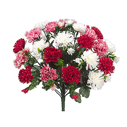 15" Mum Bush x24 Red Rose (Pack of 12) - Artificial Flower Arrangements Product: 15" Mum Bush x24 Red Rose (Pack of 12)