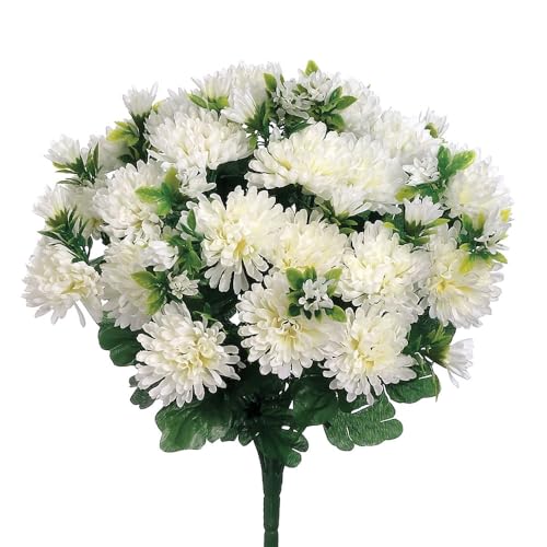15" Silk Mum Flower Bush -Cream (Pack of 12) - Artificial Flower Arrangements Product: 15" Silk Mum Flower Bush -Cream (Pack of 12)