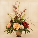 Product: Magnolia, Rose and Orchid Silk Flower Arrangement