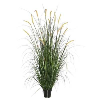 Product: Vickerman Everyday 60" Artificial Green Foxtail Grass with Black Plastic Pot - Faux Grass Plant Decor - Home Or Office Indoor Greenery Accent