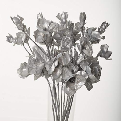 Silky Flower Store Artificial Magnolia with Glitter Effect, Express Blume Faux Floral Decor, Glow in the Dark 20.5cm 6 6 Product: Express Flor 3 Artificial Magnolia Glitter Effect in The Dark