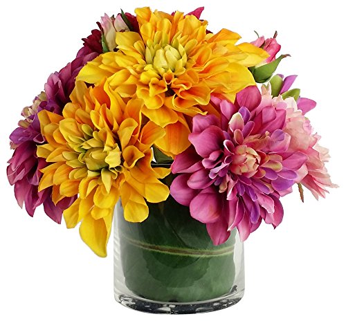 Product: RG Style Silk Dahlia in Decorative Vase Artificial Floral Arrangement
