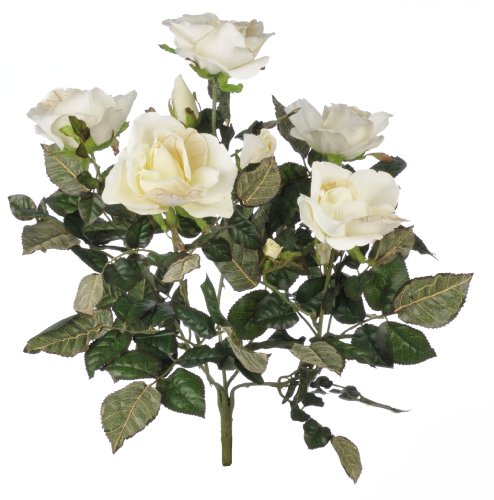 Product: Artificial 21-inch Cream Garden Rose Bush (Set of 6)