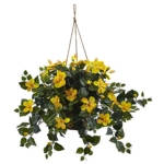 Product: Nearly Natural Hibiscus Hanging Basket