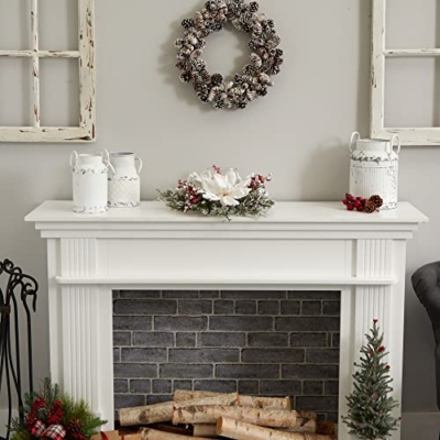 Silky Flower Store Artificial Magnolia Berry Candelabrum, Frosted Ivory Crimson Floral Arrangement, Decorative Candle Holder 32.5cm 10 10 Product: Nearly Natural Frosted Magnolia & Berry Artificial Arrangement Candelabrum