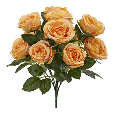 Product: Nearly Natural 14” Rose Bush Artificial (Set of 6) Silk Flowers, Yellow