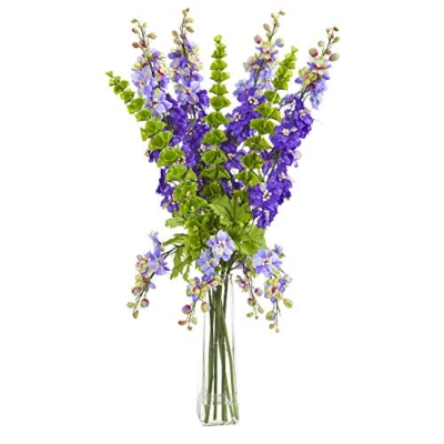 Product: Nearly Natural 34-in. Delphinium and Bell of Ireland Artificial Silk Arrangements, Purple