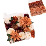 Product: Ling's Moment Artificial Flowers Dahlia Brunt Orange Terracotta Set of 2 Flowers Combo for DIY Wedding Bouquets Centerpieces Arrangements Party Baby Shower Home Decorations