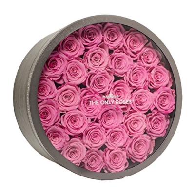 Silky Flower Store Preserved Roses Round Grey Gift Box Pink, Large, Long Lasting Faux Floral Decor, 32.5cm 6 6 Product: The Only Roses Preserved Roses in Round-Shaped Grey Gift Box | Real Roses That Will Last at Least A Year Love Forever Last Forever (Pink, Large)