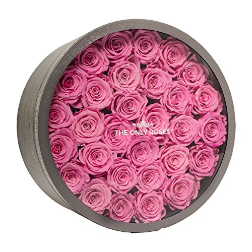 Silky Flower Store Preserved Roses Round Grey Gift Box Pink, Large, Long Lasting Faux Floral Decor, 32.5cm 1 1 Product: The Only Roses Preserved Roses in Round-Shaped Grey Gift Box | Real Roses That Will Last at Least A Year Love Forever Last Forever (Pink, Large)