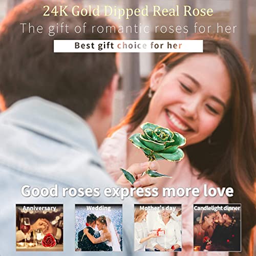 Silky Flower Store 24K Gold Plated Real Rose Gift for Her, Green with Stand, Deluxe Box, Certificate of Authenticity, 24cm 4 4 Product: MAXSPT Gift for her Rose, 24k Golden Rose Made from Real Rose Great Gifts for her and Best Gifts for Wife, Green with Stand