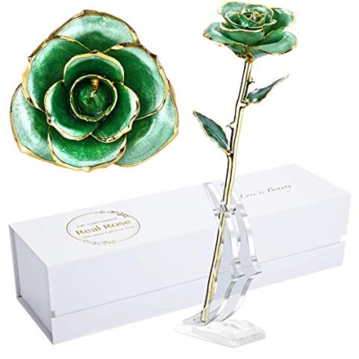 Product: MAXSPT Gift for her Rose, 24k Golden Rose Made from Real Rose Great Gifts for her and Best Gifts for Wife, Green with Stand