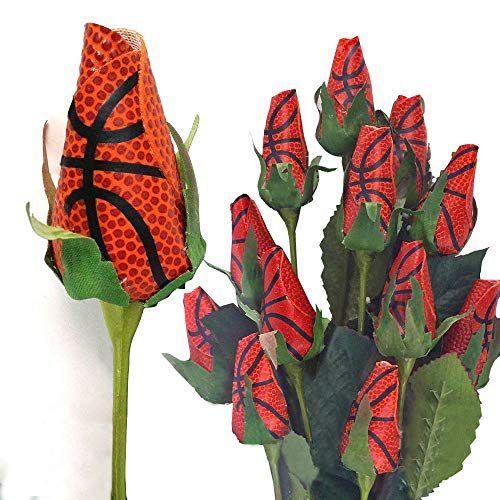 Basketball Rose (Pack of 12) - Handmade, Original Design by Sports Roses - Artificial Flower Arrangements Product: Basketball Rose (Pack of 12) - Handmade, Original Design by Sports Roses