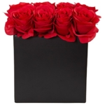 Product: Nearly Natural Roses Silk Arrangement in 9in. H Black Vase