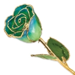 Product: Allmygold Long Stem Dipped 24K Gold Peridot & Blue Lacquered Rose in Gift Box