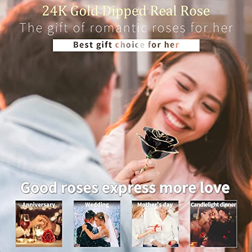 Product: MAXSPT Gold Real Rose, Gold Dipped Rose Made from Real Rose Best Gifts for her and Great Gifts for Girlfriend, Black with Stand
