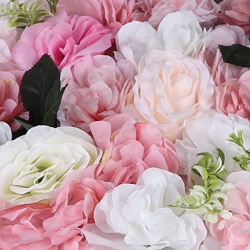 Product: LOYALHEARTDY 12 pcs Flower Wall Panel Artificial Flower Backdrop Silk Flower Bouquet Wall for Home Turf Wedding Party Venue Background Wall Decor（Pink Dahlia,Rose,Leaves）