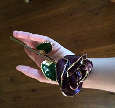 Product: Gold-Trimmed Purple Preserved Rose
