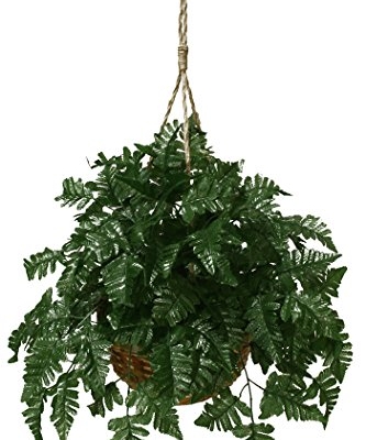 Product: Artificial Leather Fern Extra Full Hanging Basket Silk Plant Decor Arrangement Fake Bush Faux Tree
