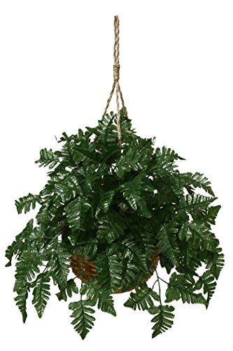 Product: Artificial Leather Fern Extra Full Hanging Basket Silk Plant Decor Arrangement Fake Bush Faux Tree