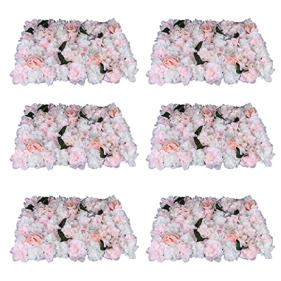 Product: LOYALHEARTDY 6 pcs Flower Wall Panel Artificial Flower Backdrop Silk Flower Bouquet Wall for Home Turf Wedding Party Venue Background Wall Decor(Dahlia,Champagne, Peonies, Leaves)