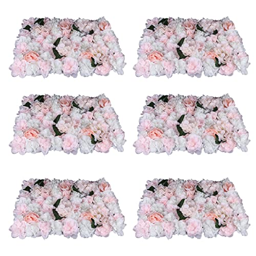 Product: LOYALHEARTDY 6 pcs Flower Wall Panel Artificial Flower Backdrop Silk Flower Bouquet Wall for Home Turf Wedding Party Venue Background Wall Decor（Dahlia,Champagne, Peonies, Leaves）