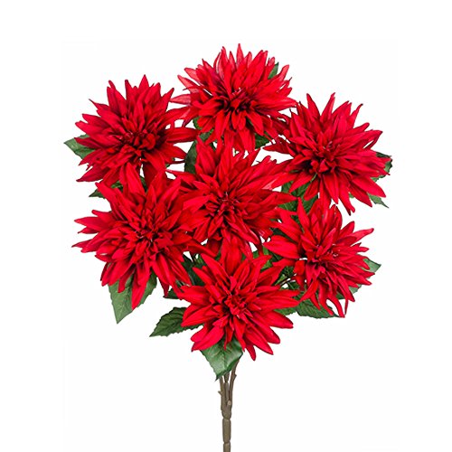 24" Dahlia Bush x7 Red (pack of 12) - Artificial Flower Arrangements Product: 24" Dahlia Bush x7 Red (pack of 12)
