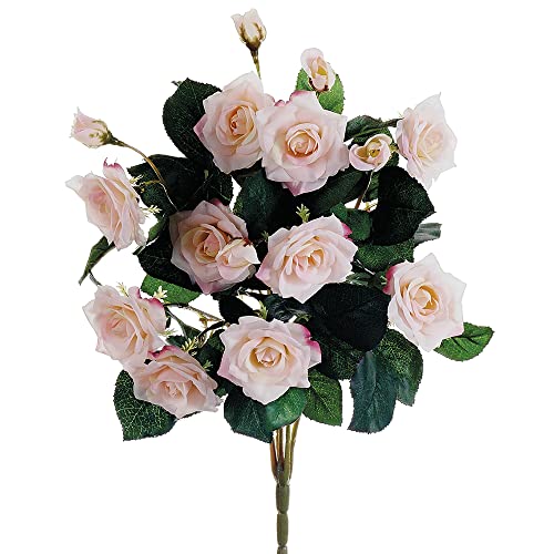 15" Rose Bush x10 Light Peach (Pack of 12) - Artificial Flower Arrangements Product: 15" Rose Bush x10 Light Peach (Pack of 12)