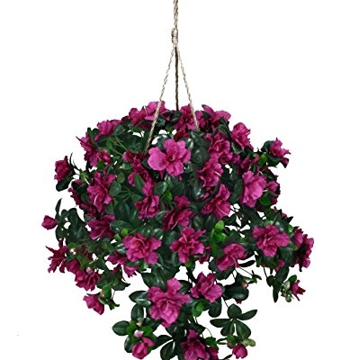 Product: Arcadia Silk Plantation Artificial Cerise Azalea Hanging Basket