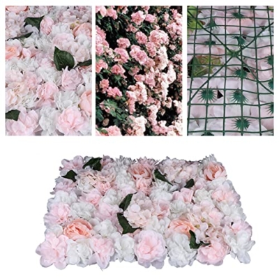 Product: LOYALHEARTDY 6 pcs Flower Wall Panel Artificial Flower Backdrop Silk Flower Bouquet Wall for Home Turf Wedding Party Venue Background Wall Decor（Dahlia,Champagne, Peonies, Leaves）