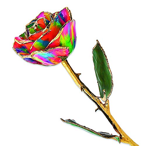 Allmygold 24k Gold Dipped Paradise Neon Tie Dyed Real Rose - Artificial Flower Arrangements Product: Allmygold 24k Gold Dipped Paradise Neon Tie Dyed Real Rose