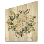 Product: DesignQ Beautiful Bouquet With Hudrangea And Roses Farmhouse Wood Wall Decor, Green Wood Wall Art, Large Floral Wood Wall Panels Printed On Natural Pine Wood Art