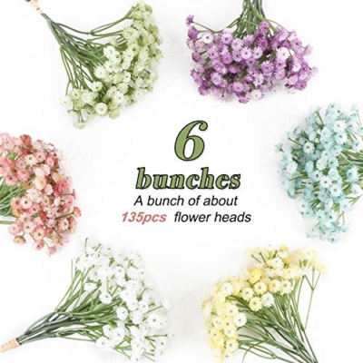 Product: VINFUTUR Set of 6 Artificial Gypsophila Babies Breath Artificial Flowers Bouquets Wedding and Birthday DIY Decoration – Multi-Coloured