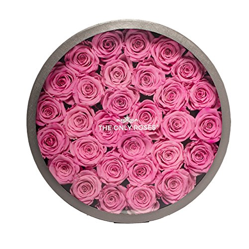 The Only Roses Preserved Roses in Round-Shaped Grey Gift Box | Real Roses That Will Last at Least A Year Love Forever Last Forever (Pink, Large) - Artificial Flower Arrangements Product: The Only Roses Preserved Roses in Round-Shaped Grey Gift Box | Real Roses That Will Last at Least A Year Love Forever Last Forever (Pink, Large)