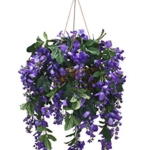 Product: Arcadia Silk Plantation Artificial Wisteria Hanging Basket, Violet/Blue