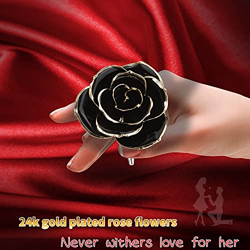 Product: MAXSPT Gold Real Rose, Gold Dipped Rose Made from Real Rose Best Gifts for her and Great Gifts for Girlfriend, Black with Stand