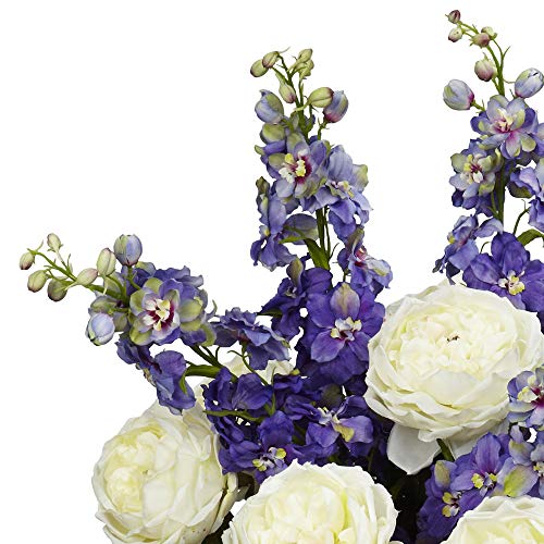 Product: Nearly Natural Rose, Delphinium and Lilac Silk Flower Arrangement