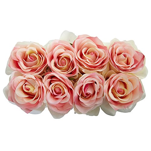 Product: Nearly Natural 1 Roses Silk Arrangement in 9" H Black Vase, Light Pink