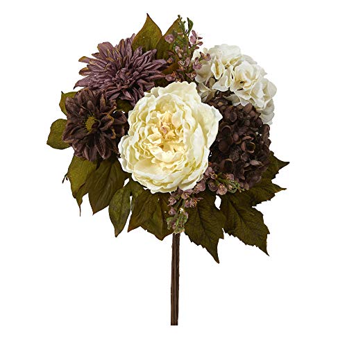 Nearly Natural 16in. Peony, Hydrangea and Dahlia Artificial Flower Bouquet (Set of 2) - Artificial Flower Arrangements Product: Nearly Natural 16in. Peony, Hydrangea and Dahlia Artificial Flower Bouquet (Set of 2)