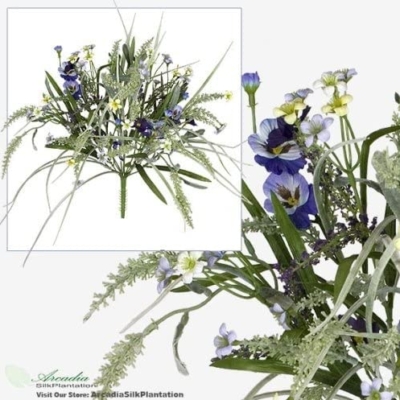 Product: Arcadia Silk Plantation 17" Pansy Astilbe Mixed Artificial Flower Grass Arrangement_Lavender Purple (Pack of 6)