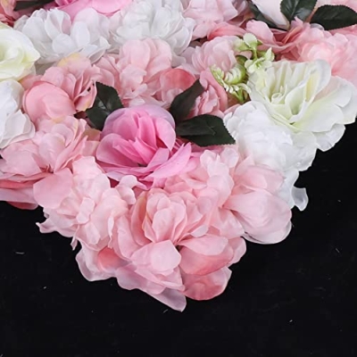 Product: LOYALHEARTDY 12 pcs Flower Wall Panel Artificial Flower Backdrop Silk Flower Bouquet Wall for Home Turf Wedding Party Venue Background Wall Decor（Pink Dahlia,Rose,Leaves）