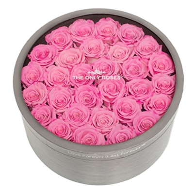 Silky Flower Store Preserved Roses Round Grey Gift Box Pink, Large, Long Lasting Faux Floral Decor, 32.5cm 8 8 Product: The Only Roses Preserved Roses in Round-Shaped Grey Gift Box | Real Roses That Will Last at Least A Year Love Forever Last Forever (Pink, Large)