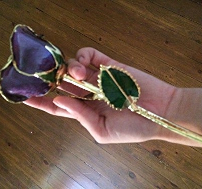 Product: Gold-Trimmed Purple Preserved Rose